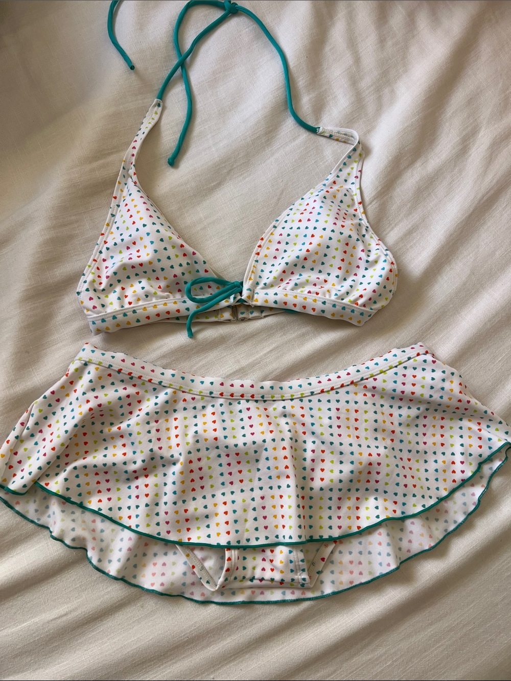 Vintage early 2000s colorful heart bikini set